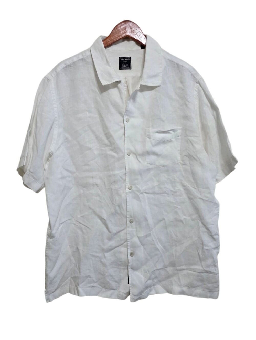 Todd Snyder Sea Soft Irish Linen Camp Collar Shirt in White Size XL